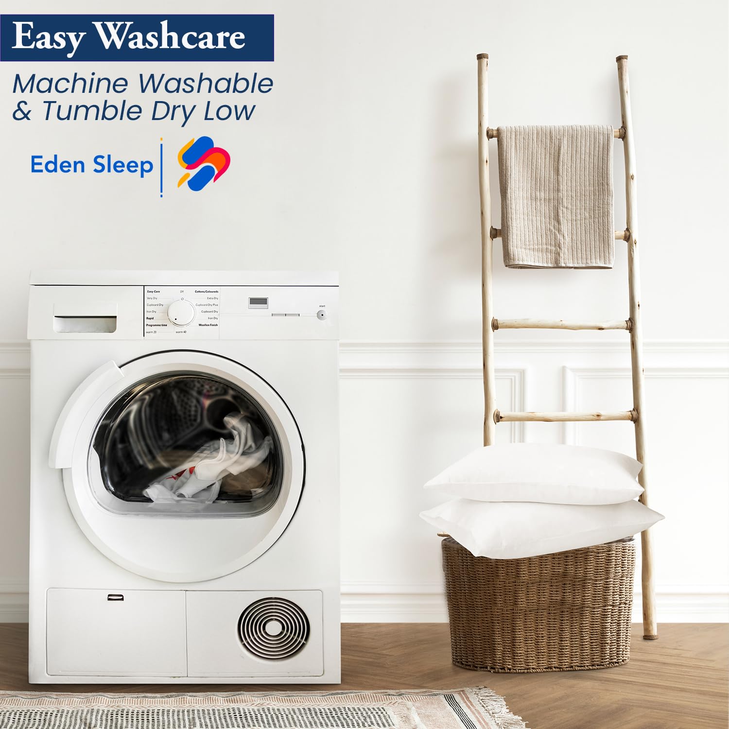 Eden Sleep care: machine wash cold, tumble dry low for best results