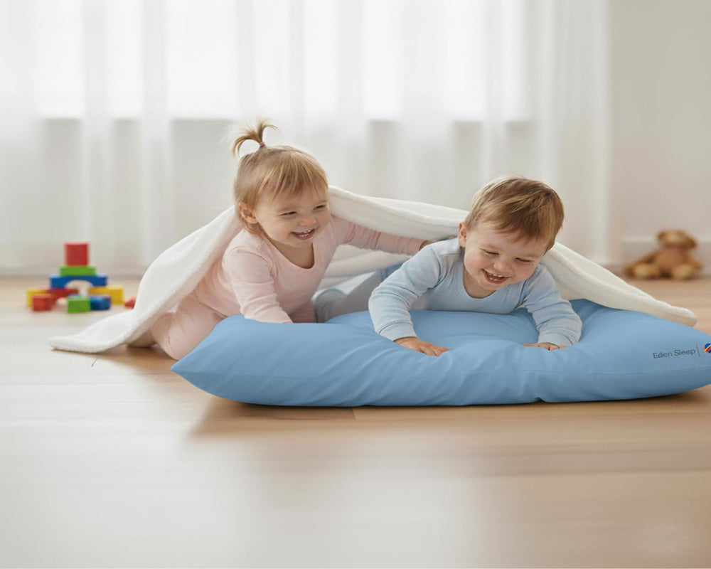 Eden Sleep two-pack pillow cases for 12x16 toddler pillows, convenient for swapping.