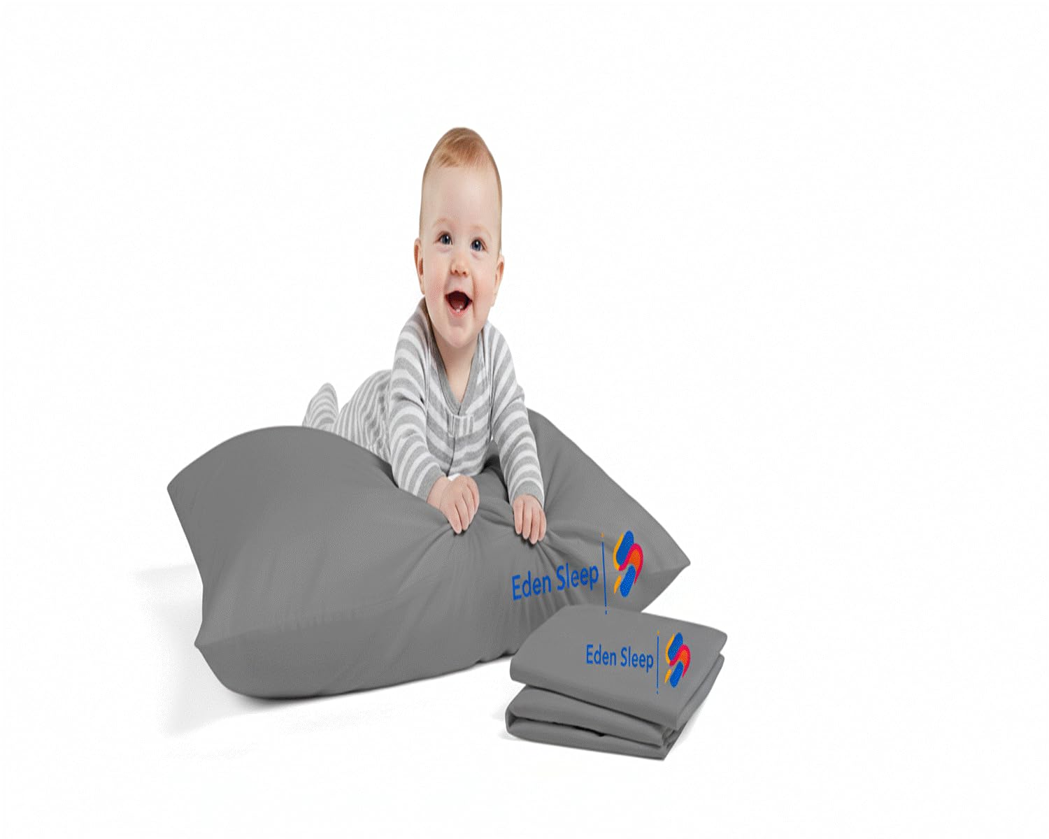 Eden Sleep toddler pillowcase 12x16 dark grey fabric, ultra-soft for gentle skin