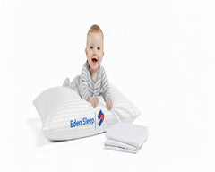 Eden Sleep youth pillow cases, 16x22, white striped, pack of 2, soft cotton.