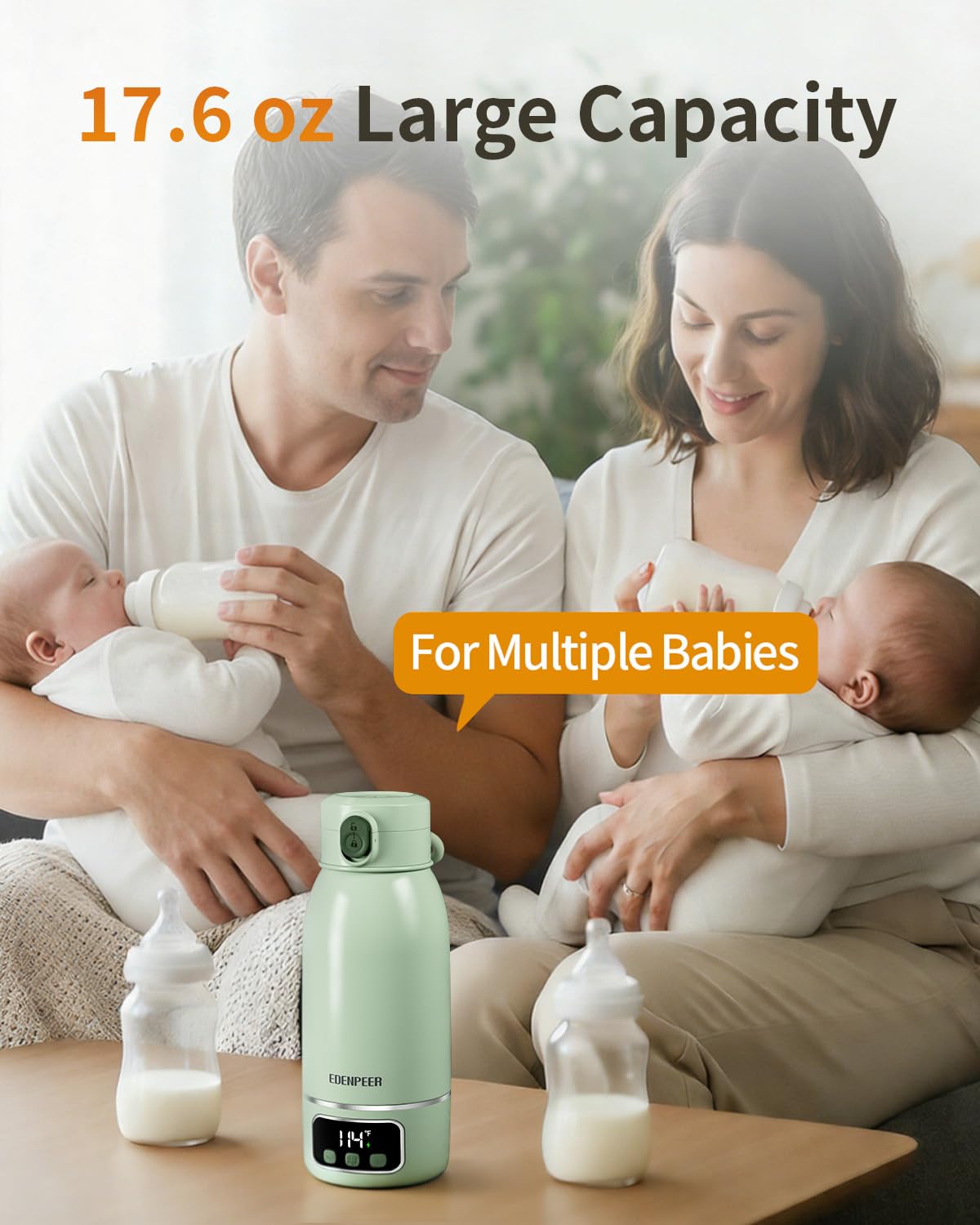 EDENPEER travel-friendly warmer fits in a diaper bag for outings.