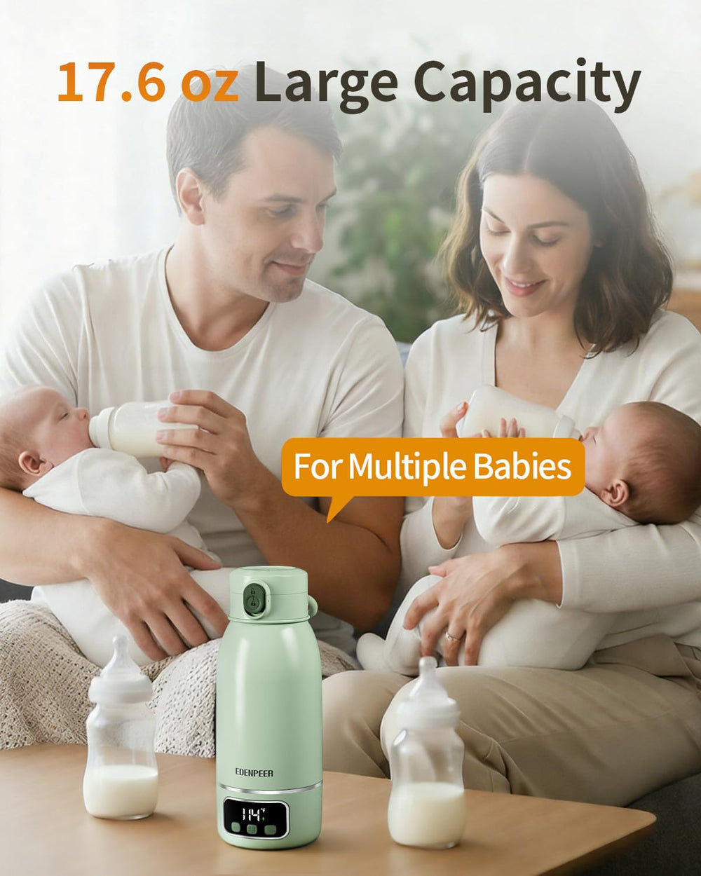 EDENPEER travel-friendly warmer fits in a diaper bag for outings.