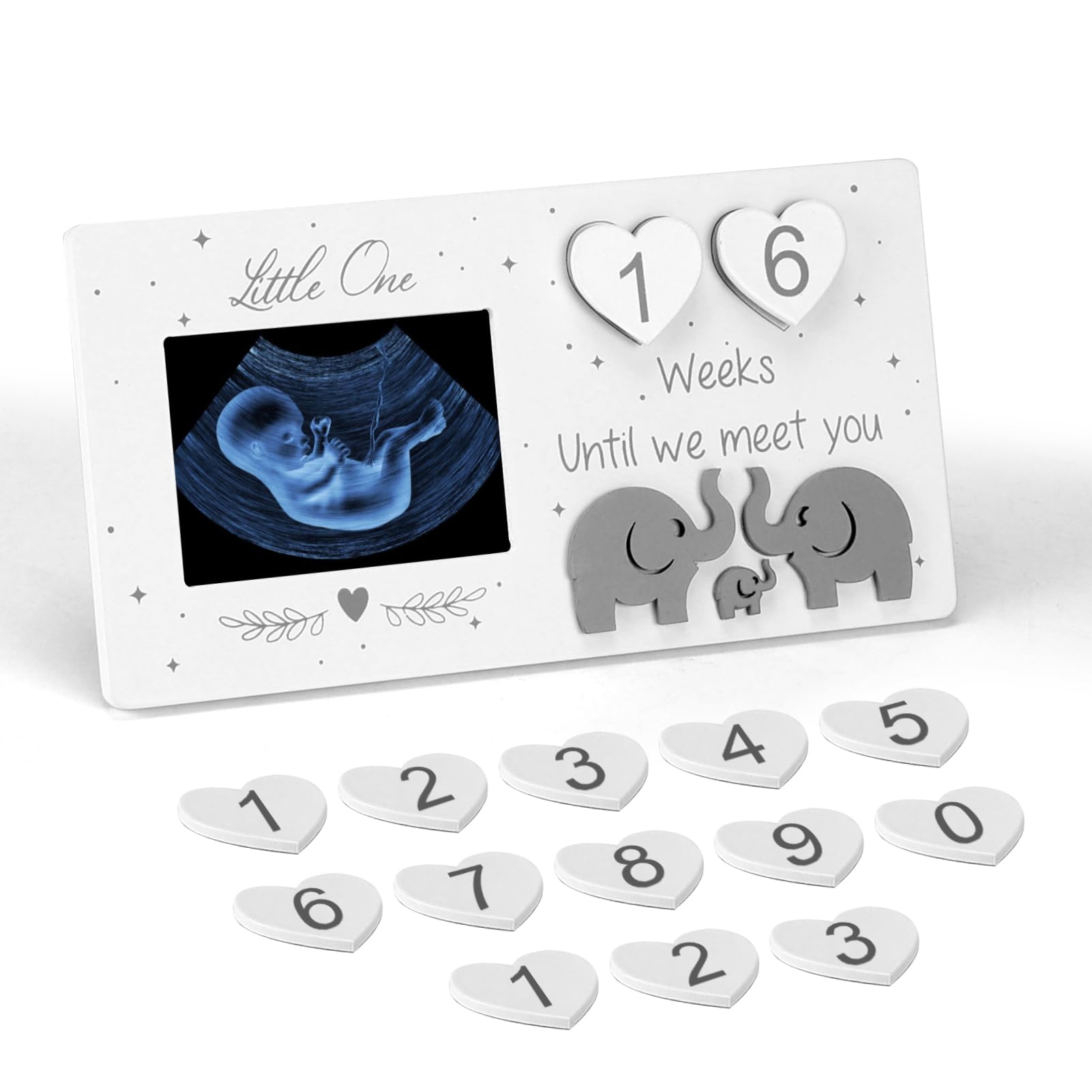 EdenseeLake countdown weeks frame showcasing ultrasound photo with milestone tracking