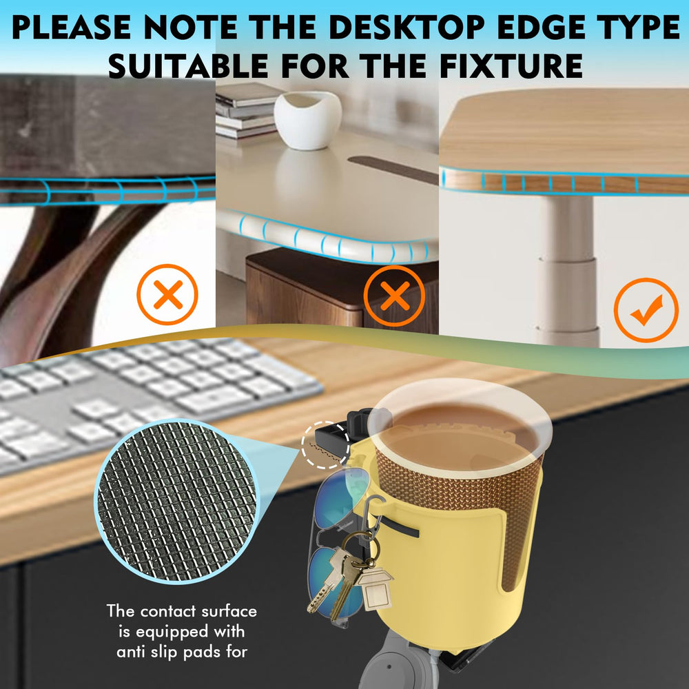 EDSRDUX anti-spill cup holder with clamp demonstrates stable placement