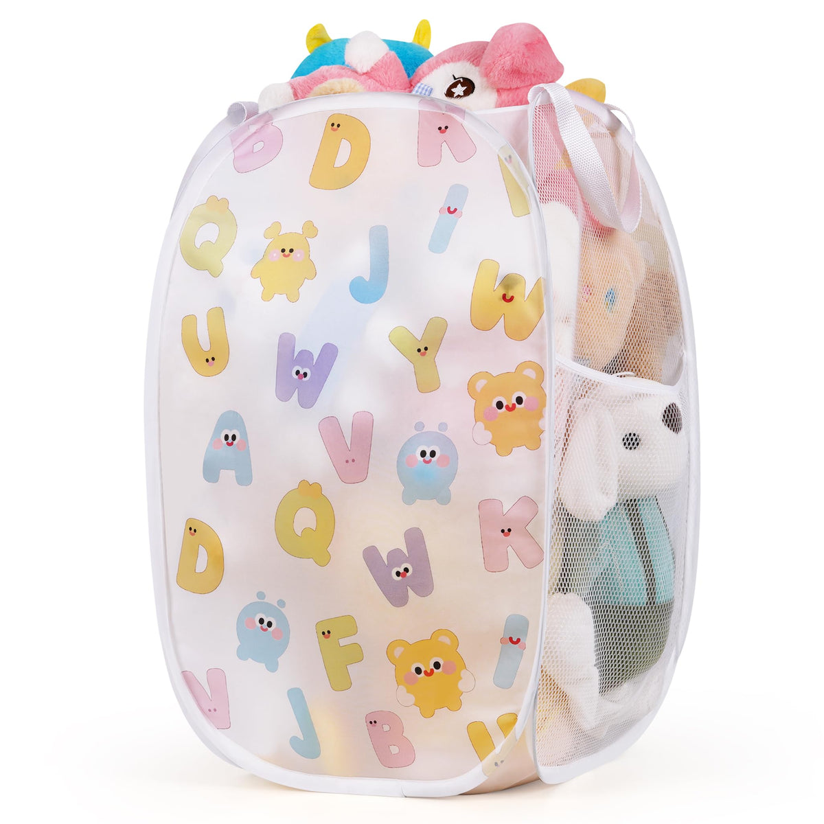 Edudif collapsible hamper front view shows ample 70L capacity for quick laundry sorting