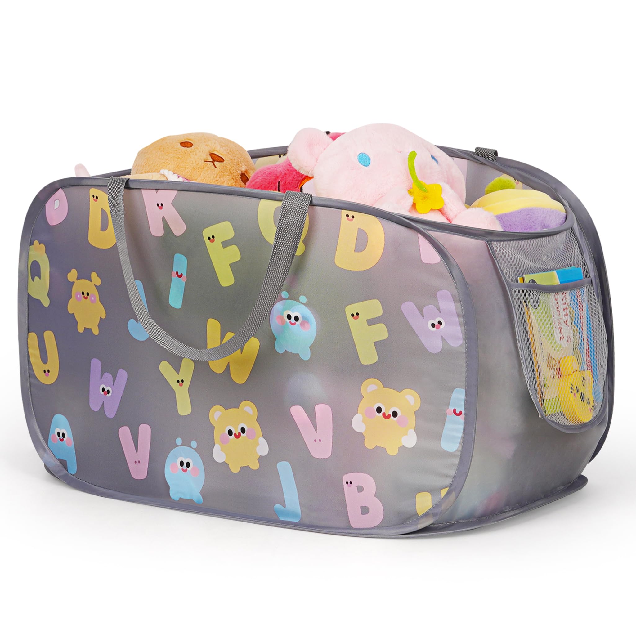 Edudif collapsible pop up hamper in gray with a wide opening for easy loading.