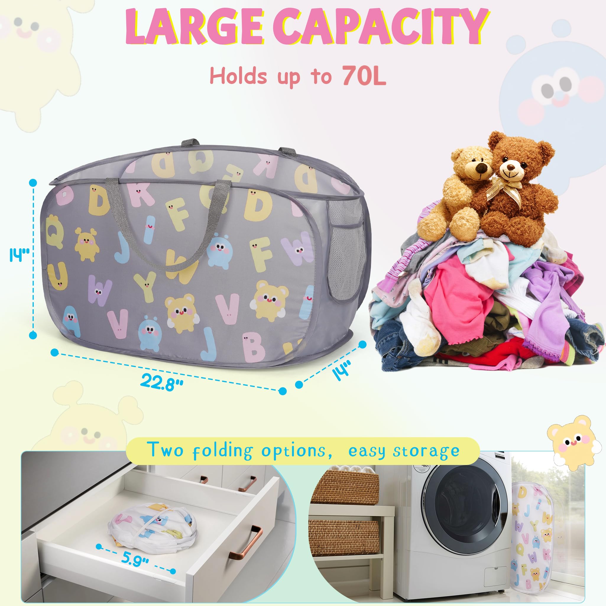 Edudif mesh hamper with sturdy handles for effortless transport to the laundry.