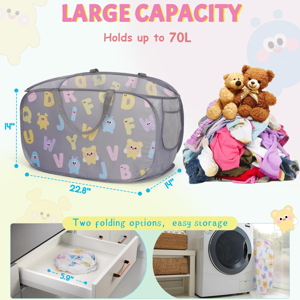 Edudif mesh hamper with sturdy handles for effortless transport to the laundry.