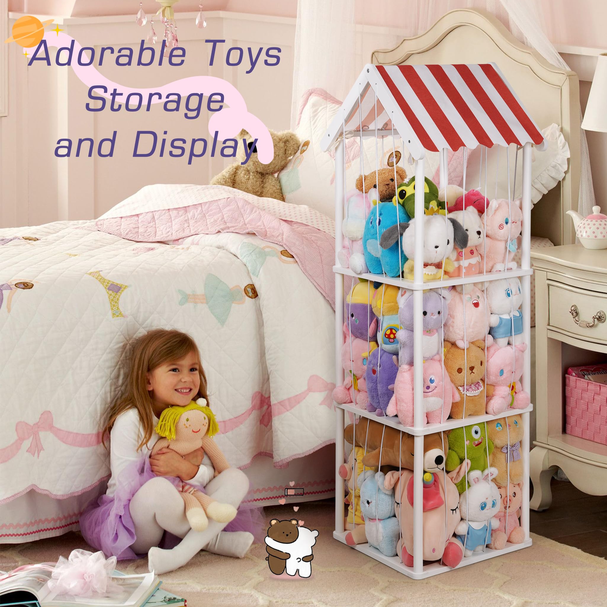 Edudif stuffed animal storage 3-tier design maximizes capacity in a compact footprint