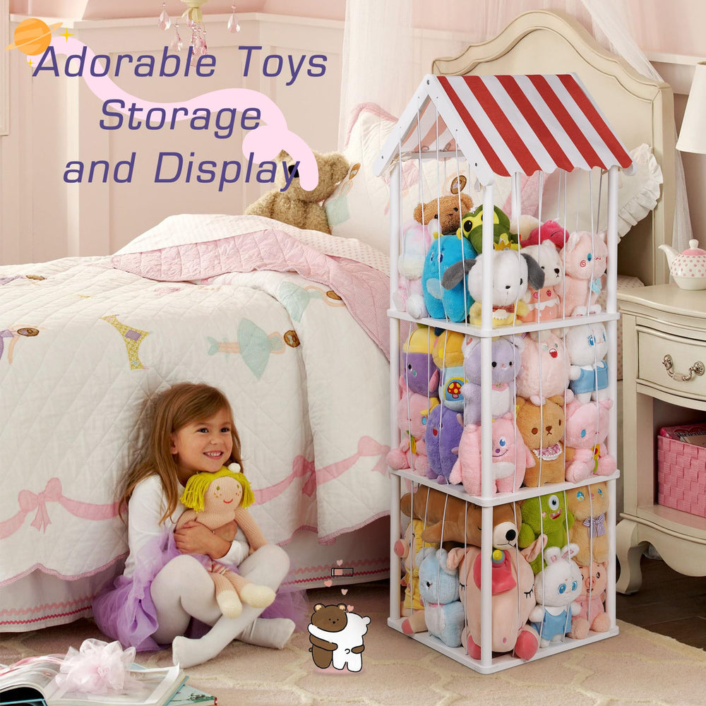 Edudif stuffed animal storage 3-tier design maximizes capacity in a compact footprint