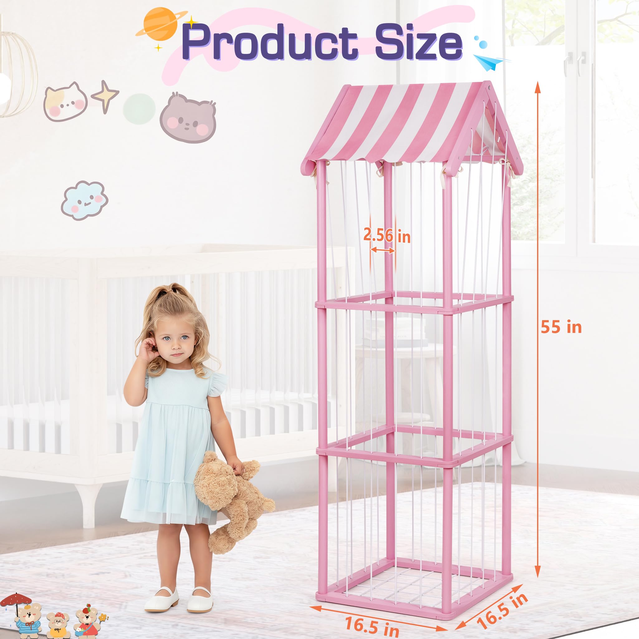 Edudif pink 3-tier interior showcases roomy plush storage without floor clutter.