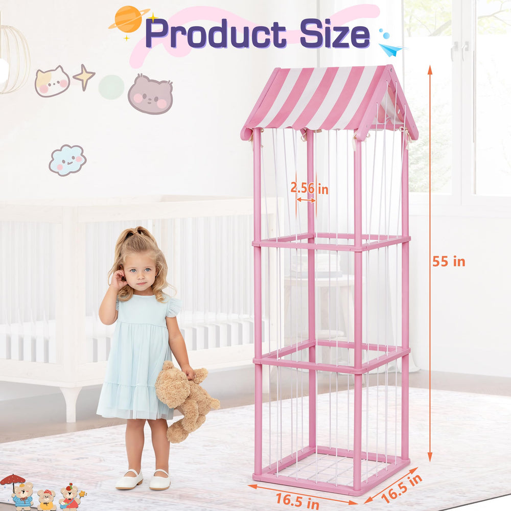 Edudif pink 3-tier interior showcases roomy plush storage without floor clutter.