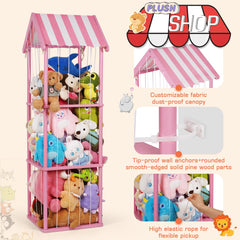 Edudif pink dustproof canopy demonstrates customizable toy display.
