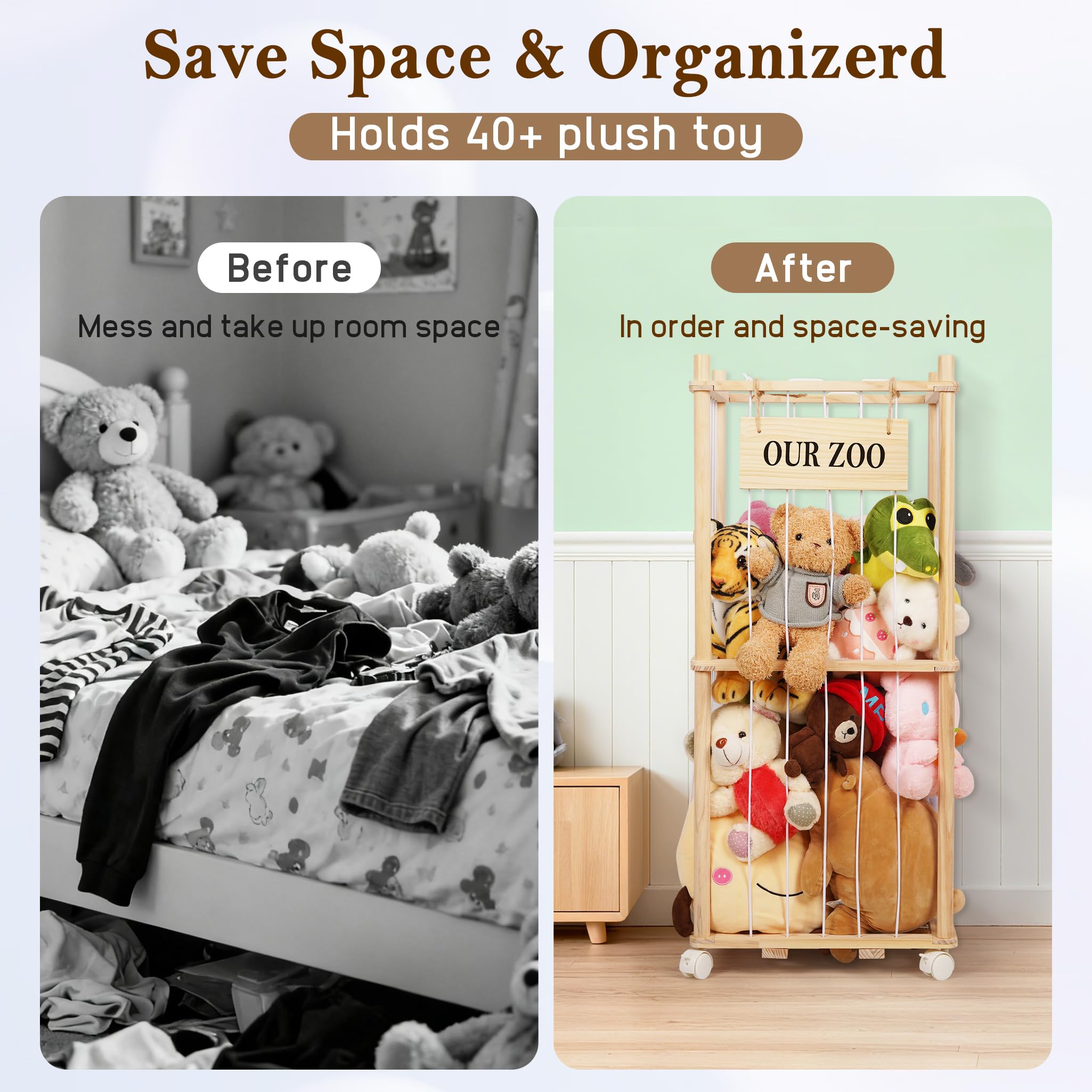 Edudif vertical storage saves floor space while displaying plush collection