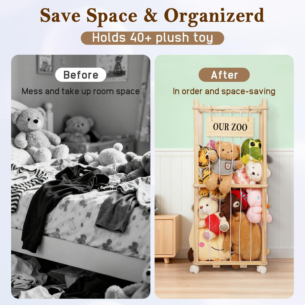 Edudif vertical storage saves floor space while displaying plush collection