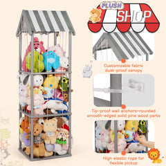 Edudif storage with removable canopy enables customizable plush zoo display.