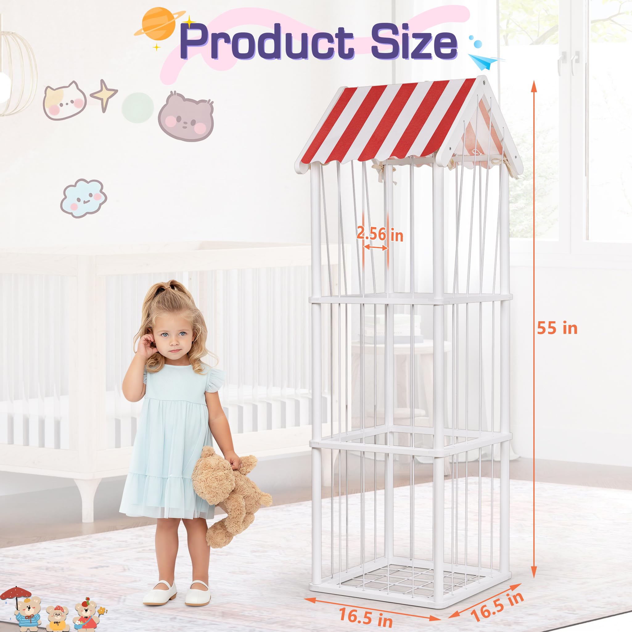 Edudif stuffed animal storage wooden frame emphasizes sturdy, long-lasting organization