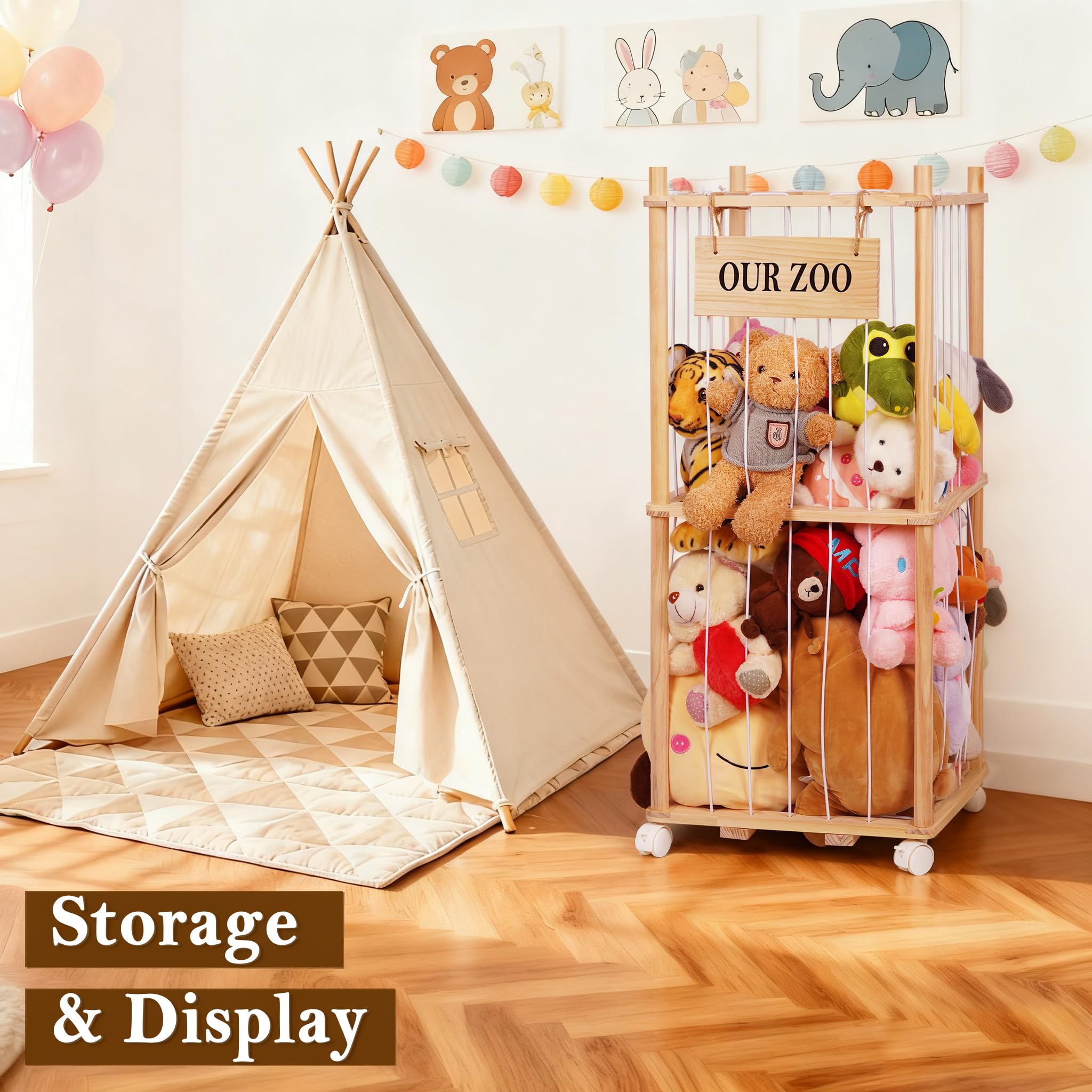 Edudif storage Zoo featuring wooden legs for stable, fixed placement