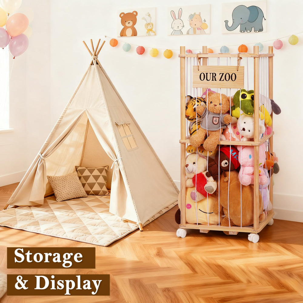 Edudif storage Zoo featuring wooden legs for stable, fixed placement