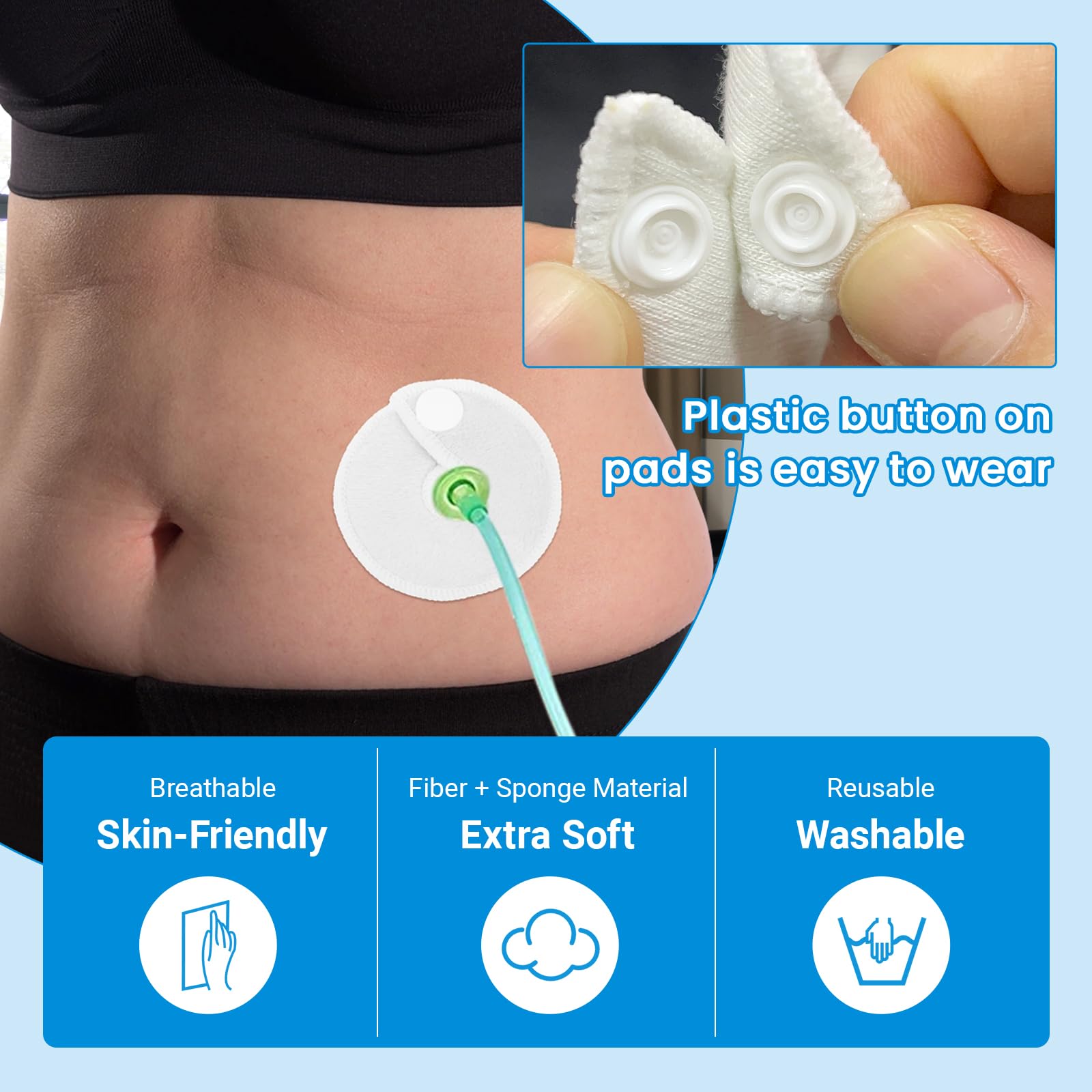EDWERD G Tube Covers in breathable fabric reduce irritation around the stoma.