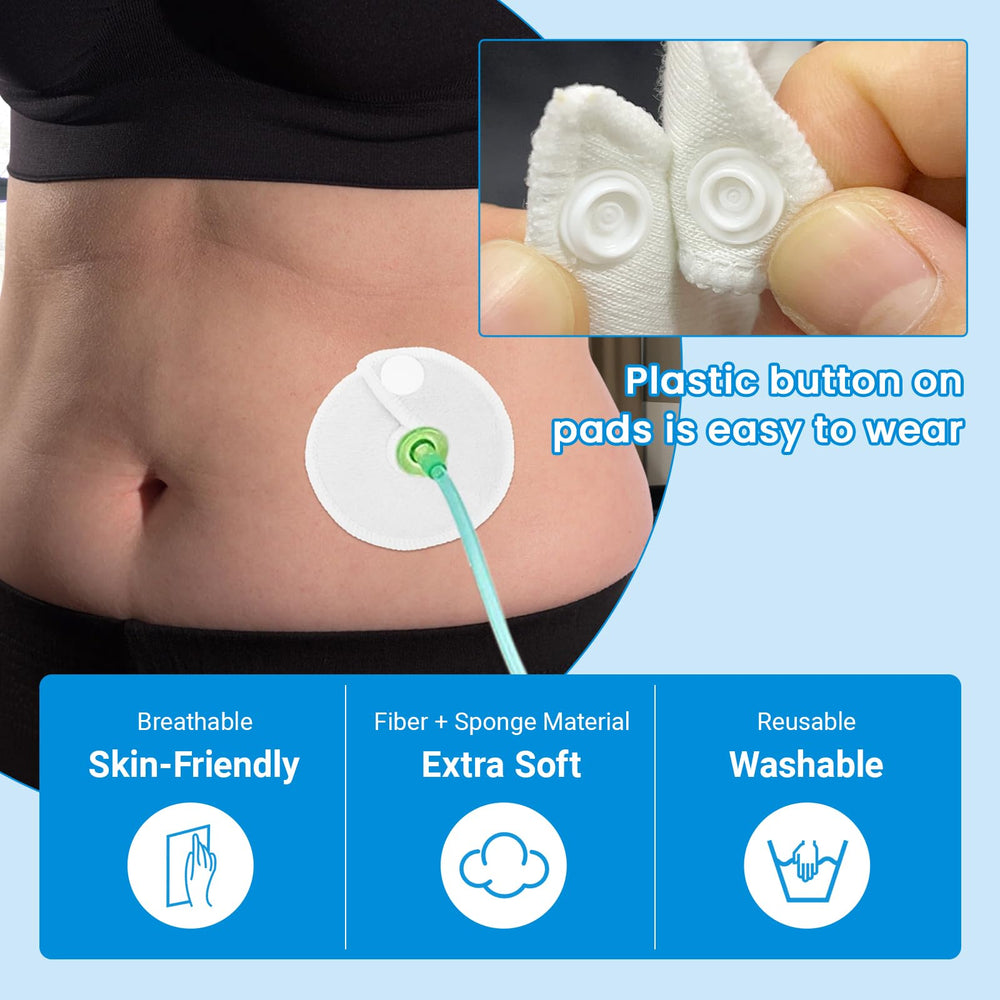 EDWERD G Tube Covers in breathable fabric reduce irritation around the stoma.