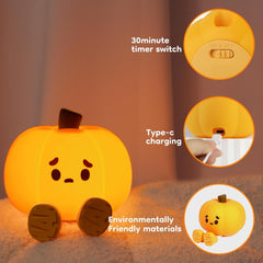 EEKEDO pumpkin night light, dimmable glow ideal for late-night feeding pauses.