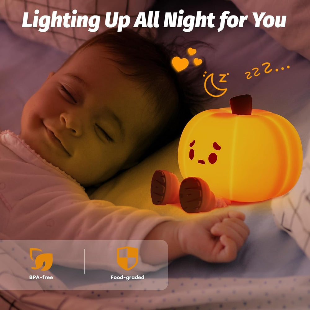 EEKEDO cute pumpkin lamp, squeezable toy doubles as safe lighting.