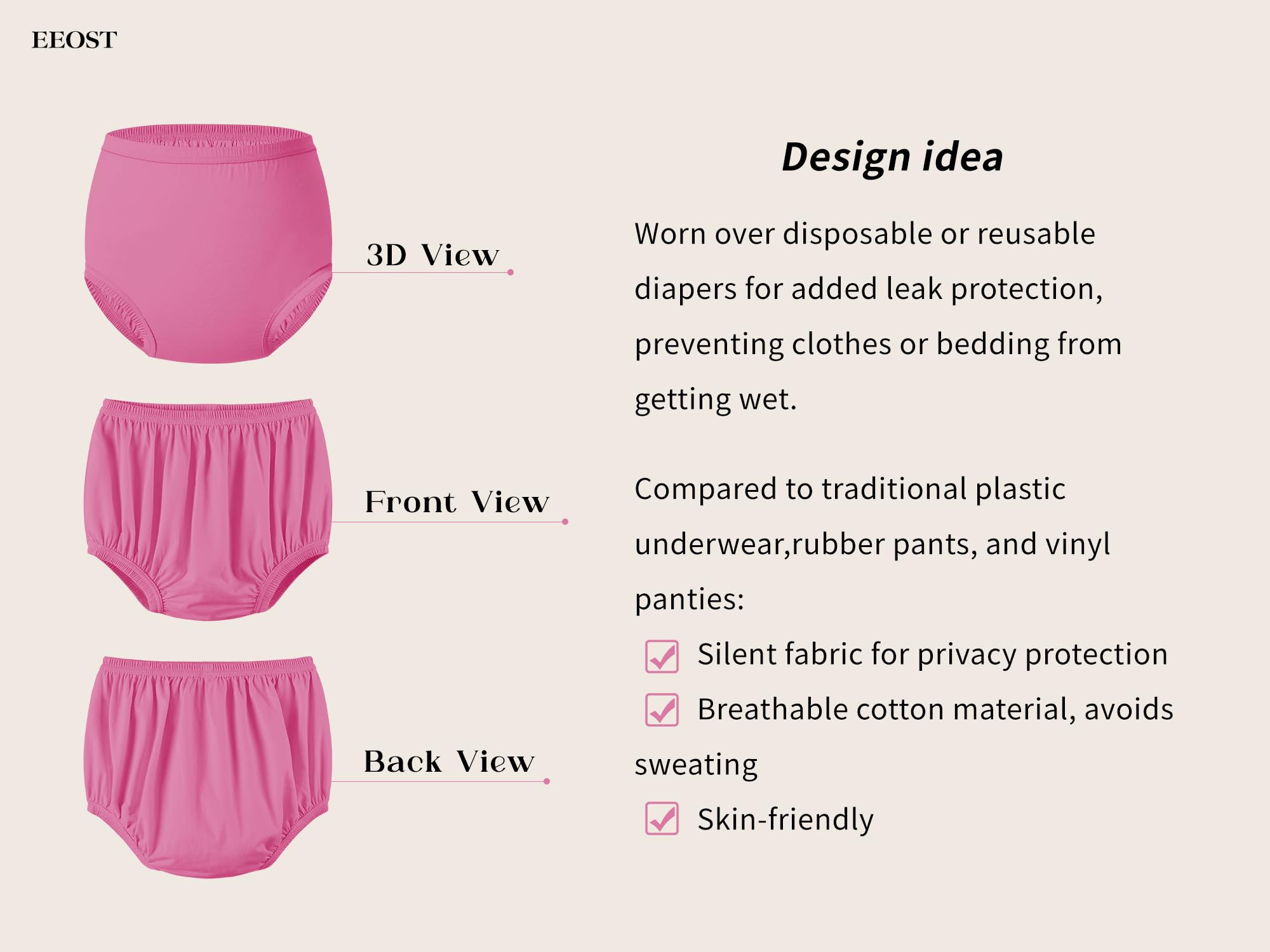 EEOST worn over diaper protection keeps clothes dry