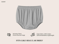 EEOST diaper cover side view highlights elastic waist and leg cuffs for leak protection.