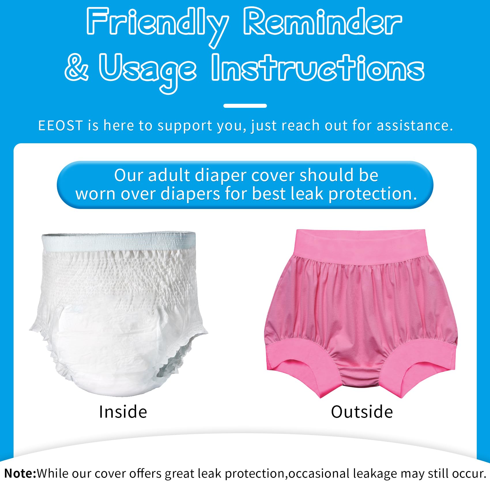 EEOST secure-fit elastic waist ensures snug, leak-resistant comfort during activities.