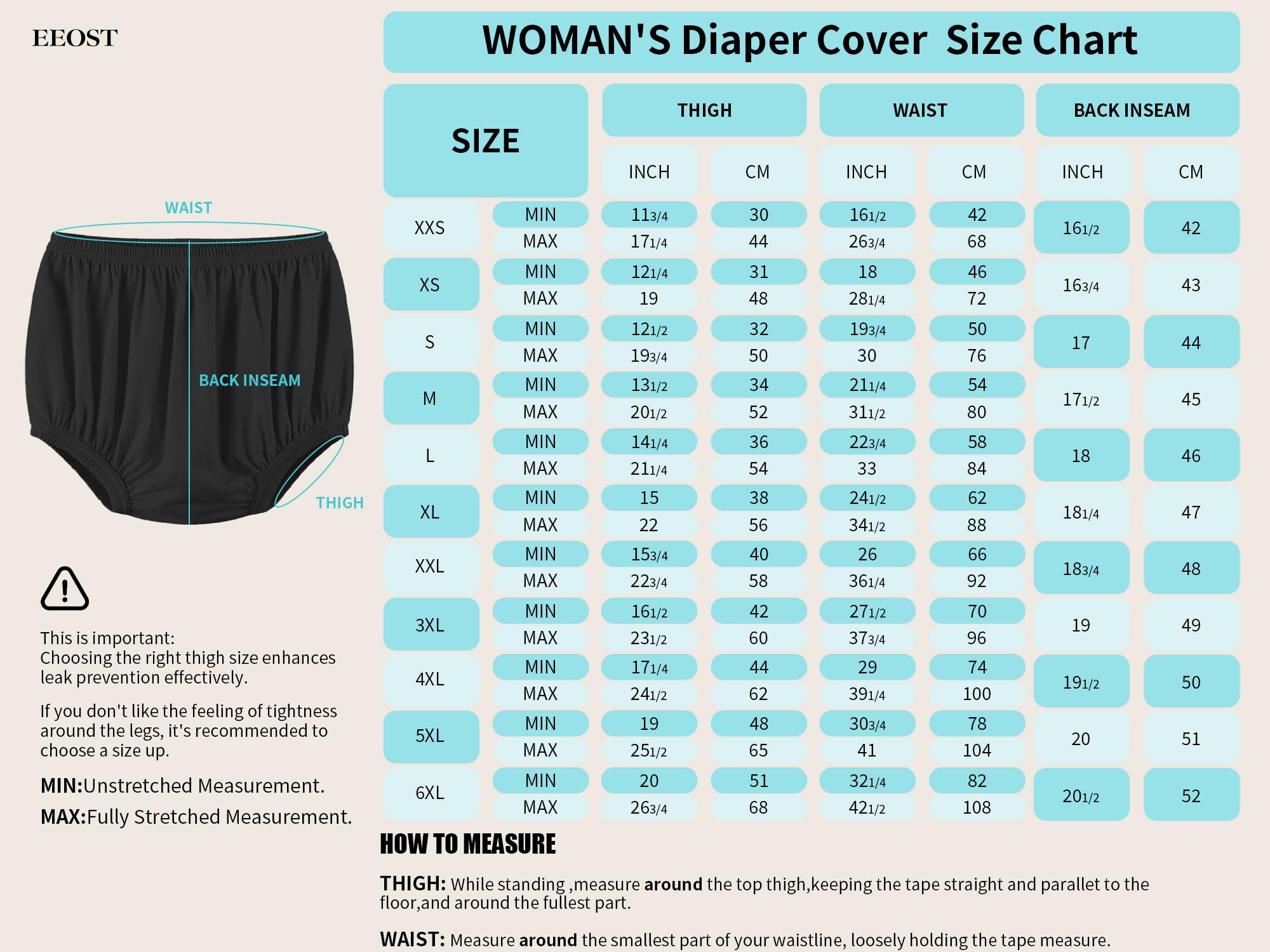 EEOST black 2XL diaper cover fits securely for all day comfort