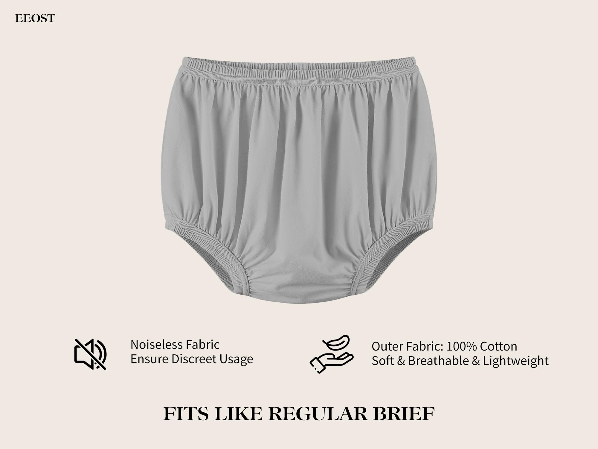 EEOST leak protection with inner waterproof layer over diapers.