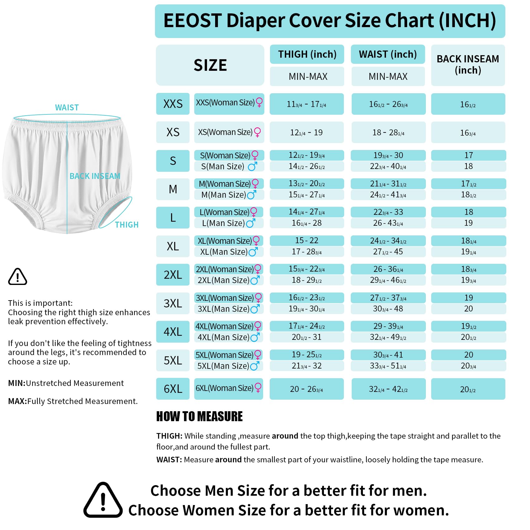 EEOST over-diaper usage for beddry protection and discreet wear.