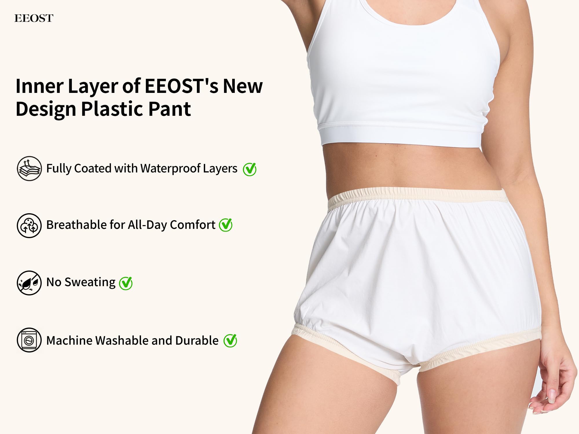 EEOST skin-friendly soft cotton minimizes irritation around waist and legs