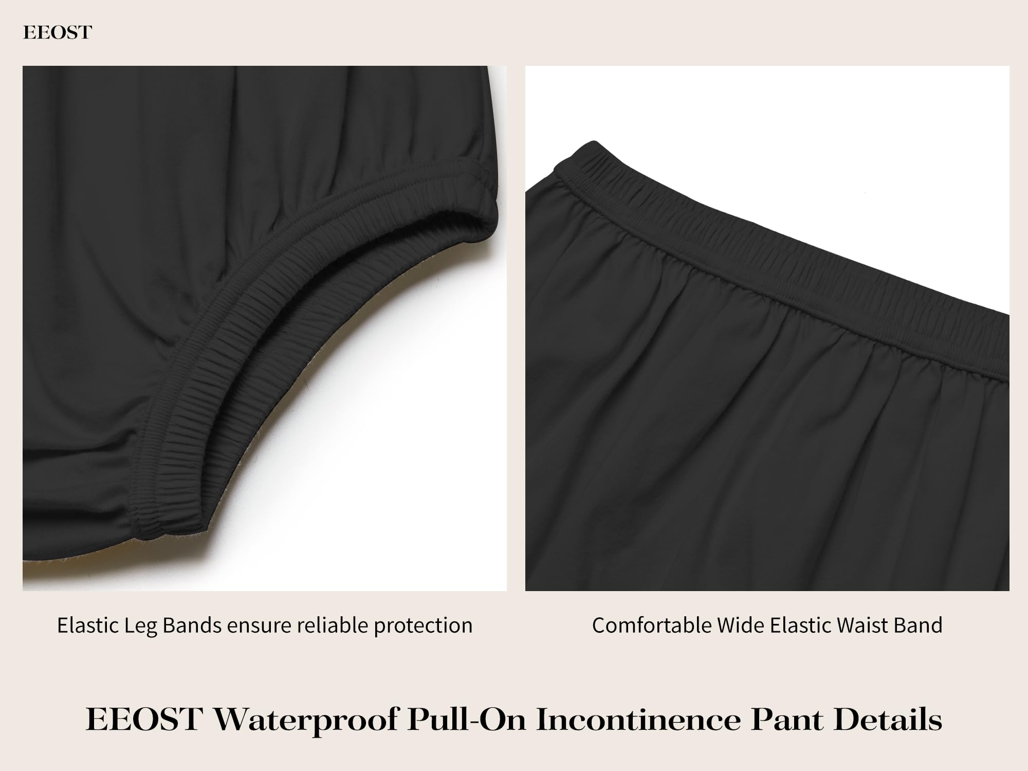 EEOST waterproof rubber pants worn over a diaper for extra protection