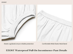 EEOST waterproof rubber pants exterior in white for over garments.