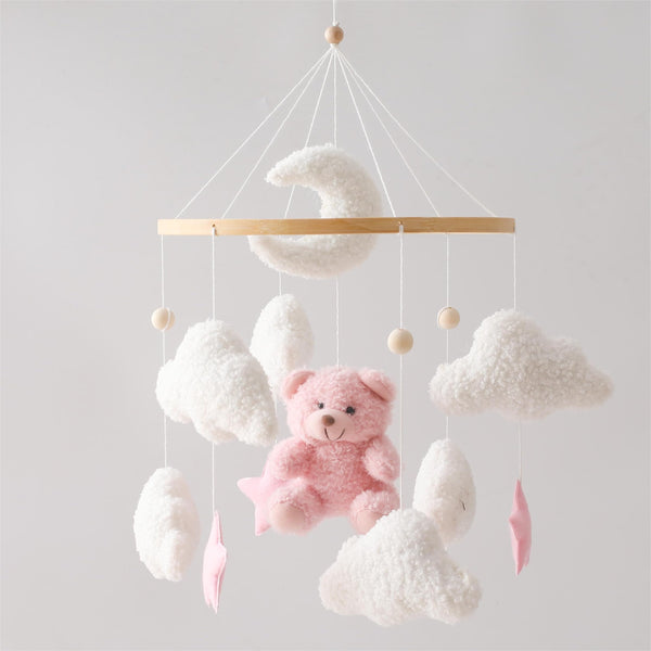 EERKEOD baby crib mobile pink bear, focal pink bear visible for newborn visual interest
