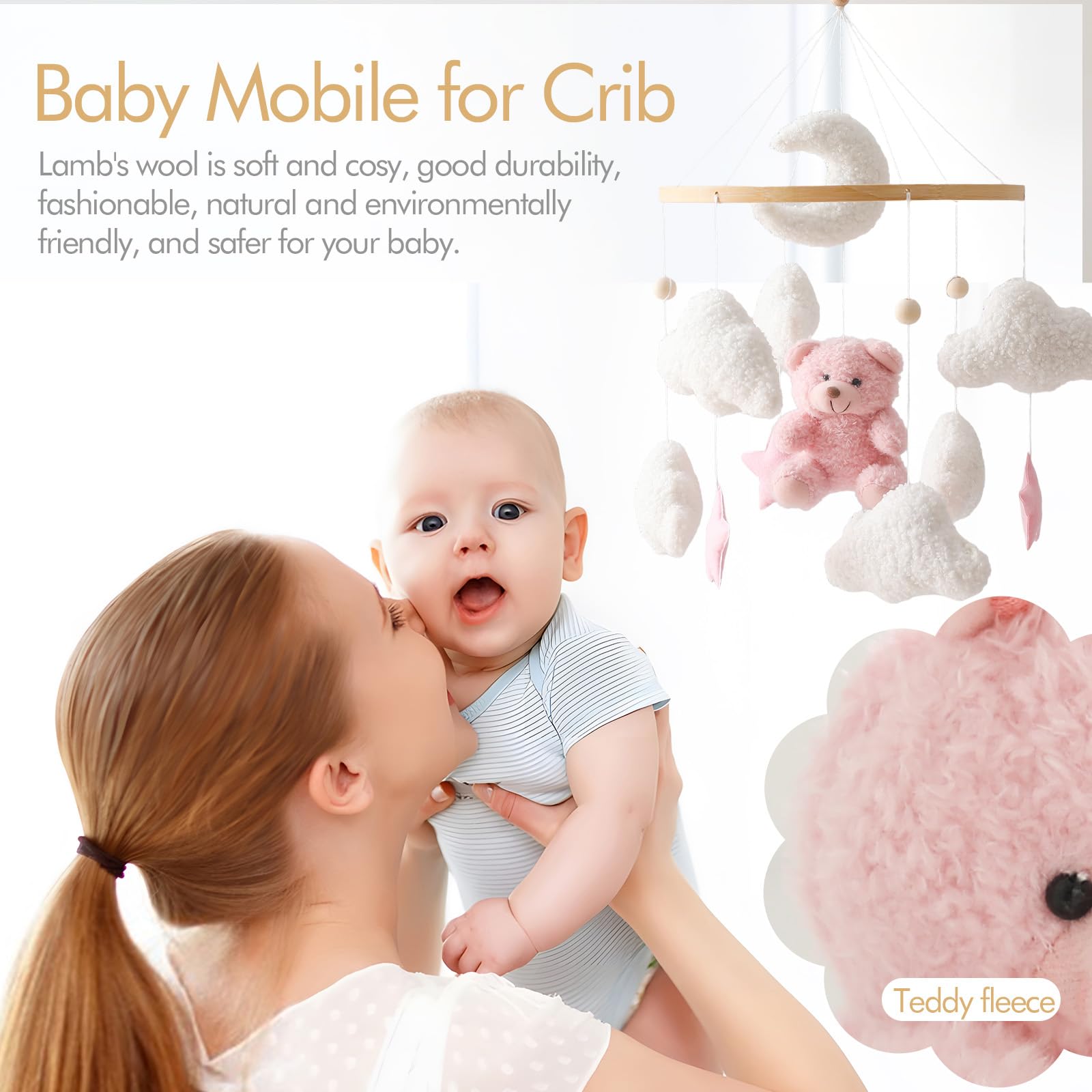 EERKEOD easy install crib mobile mounted to crib arm