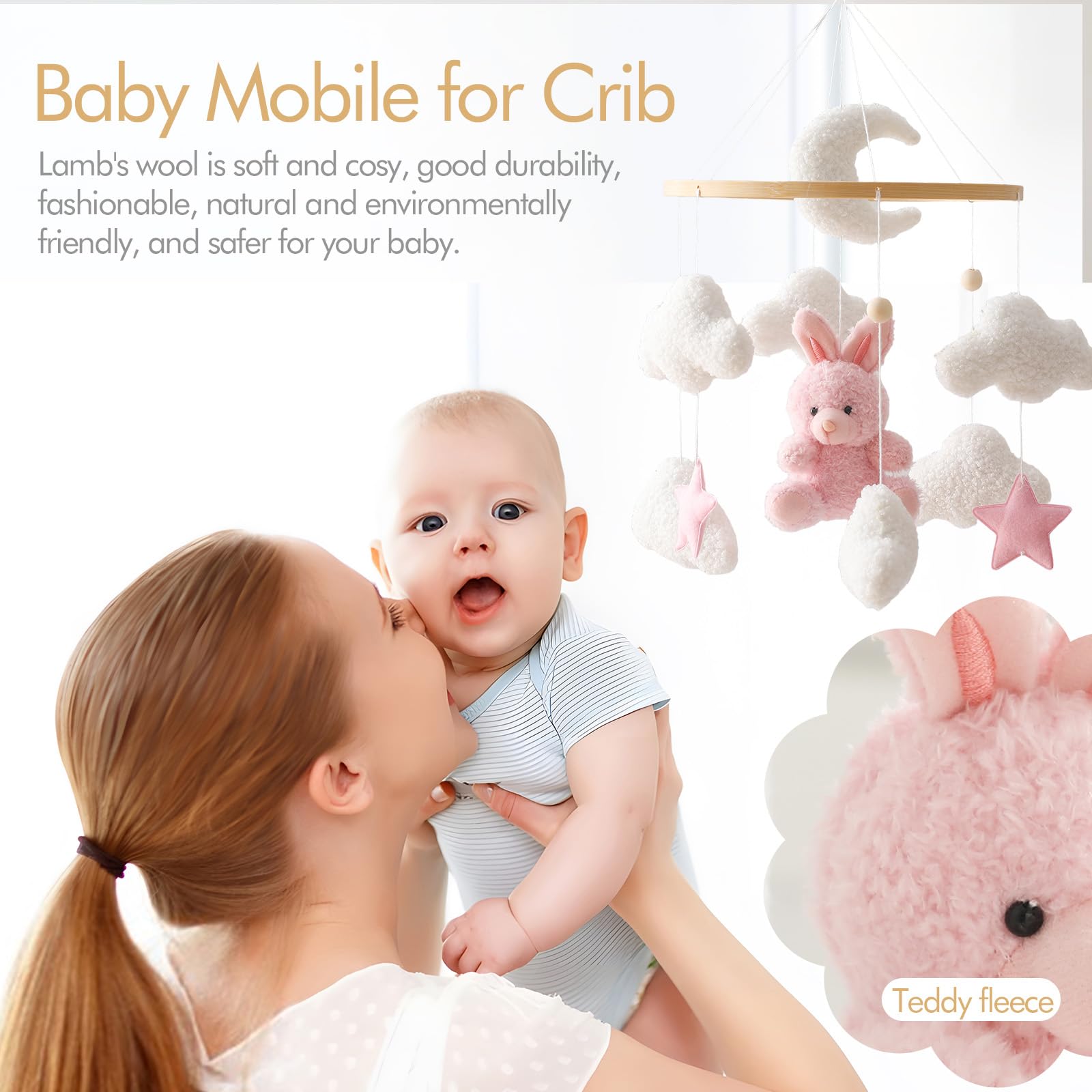 EERKEOD infant mobile shown swinging from crib arm for setup