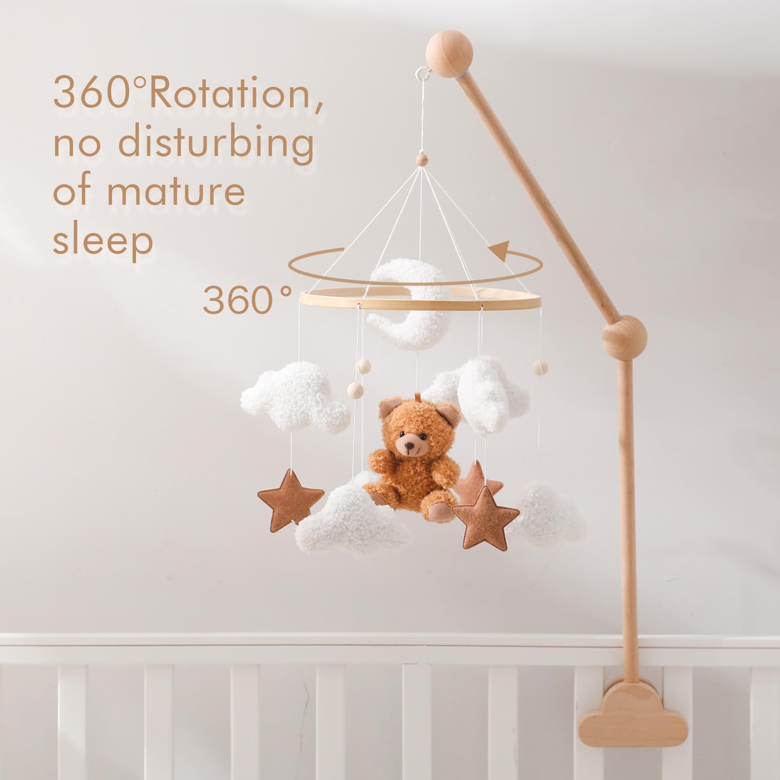 EERKEOD moon and clouds mobile encourages gentle visual exploration for infants.