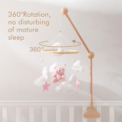 EERKEOD teddy velvet mobile, wooden arm detail showing sturdy hanging