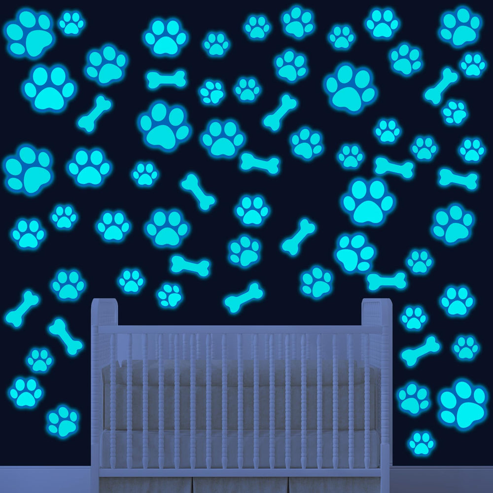 Eersida 127 glow dog paw stickers sheet 1 glows softly for kids' rooms