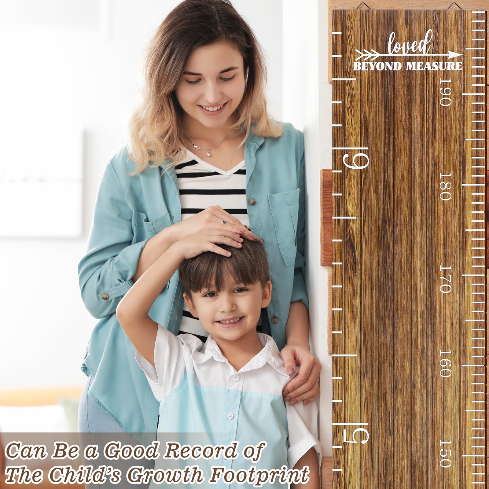 Self-adhesive back of the Eersida growth chart for easy nail-free installation.