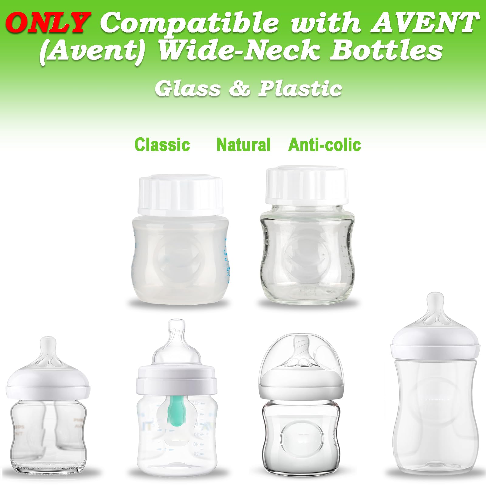 EESC2Y Avent-compatible cap demonstrates easy replacement on bottle.