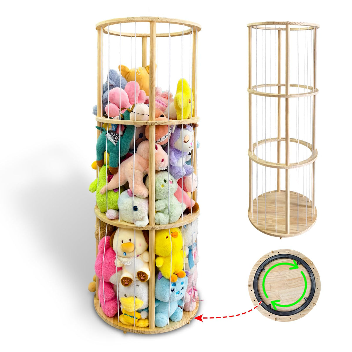 Eeutiwe rotatable stuffed animal storage base offers easy access to plush toys