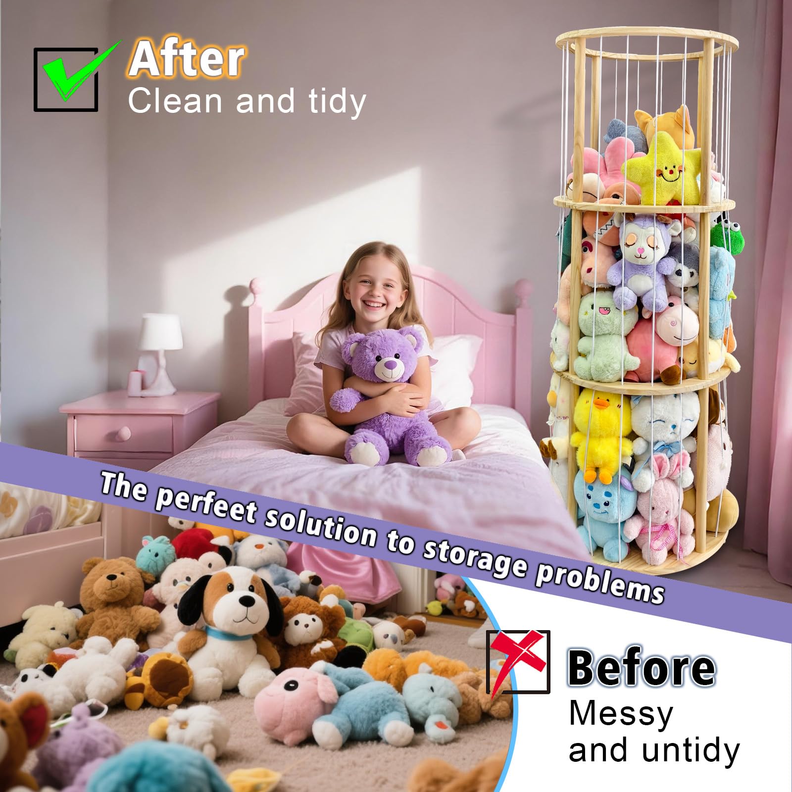 Eeutiwe sturdy pine wood construction ensures long-lasting toy storage