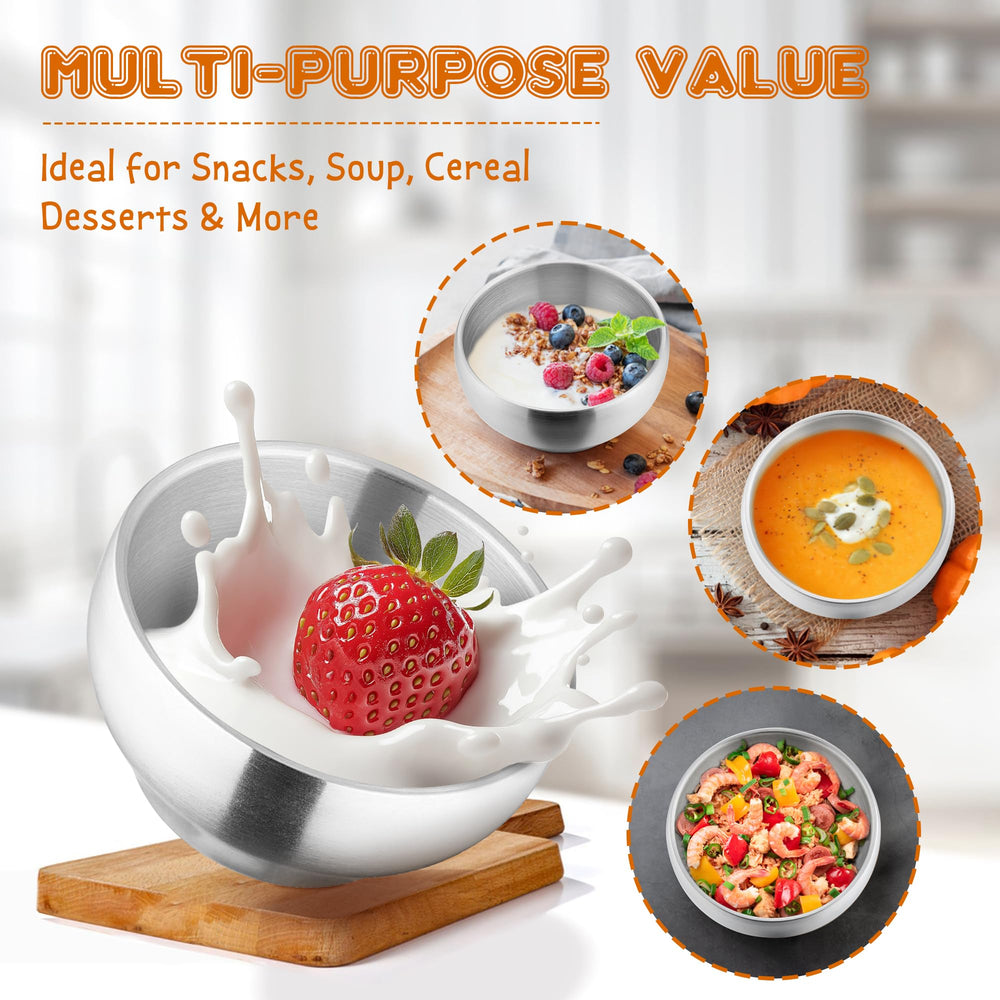 E-far dishwasher-safe stainless steel bowls for easy cleaning.
