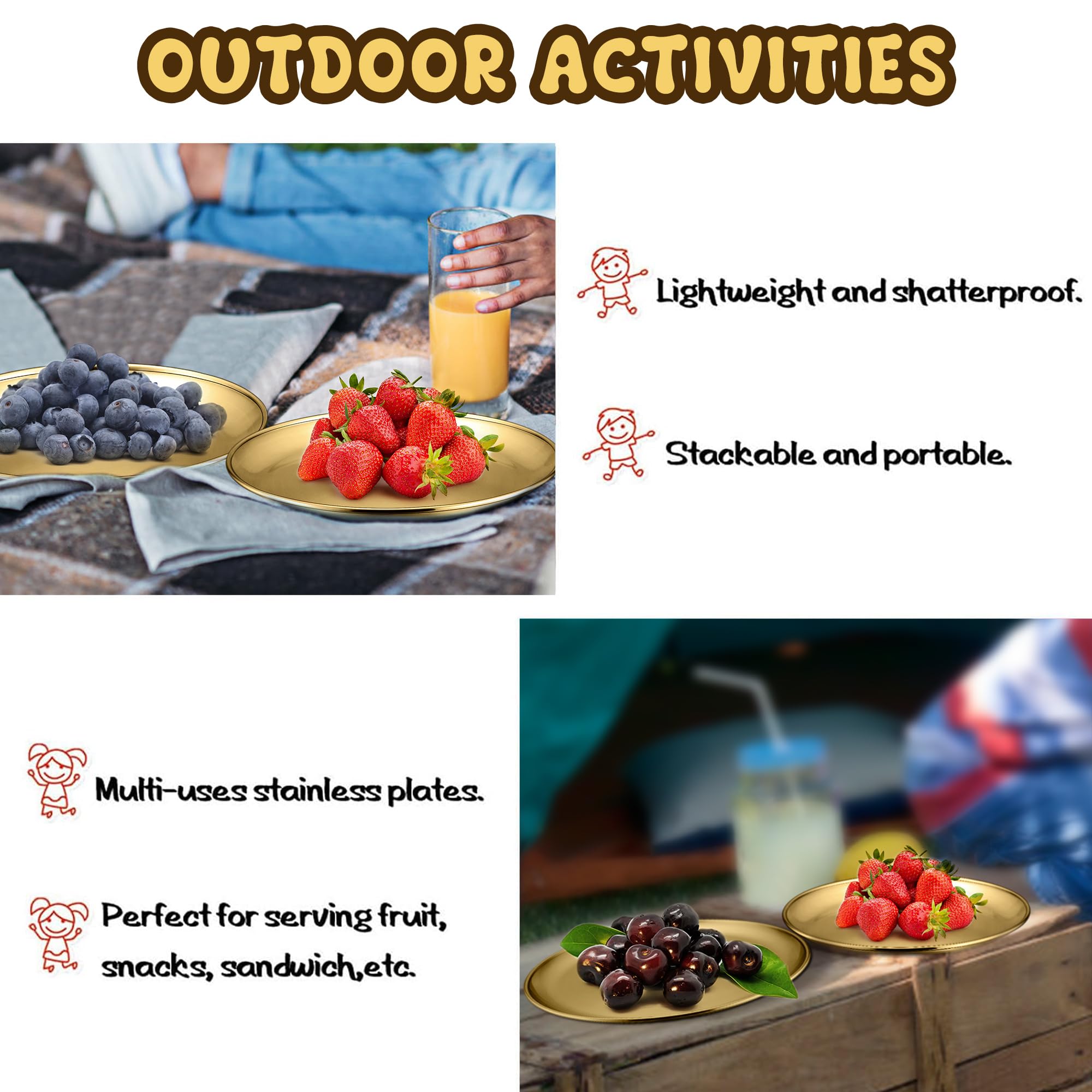 efar outdoor picnic plate, easy to carry and dishwasher safe.