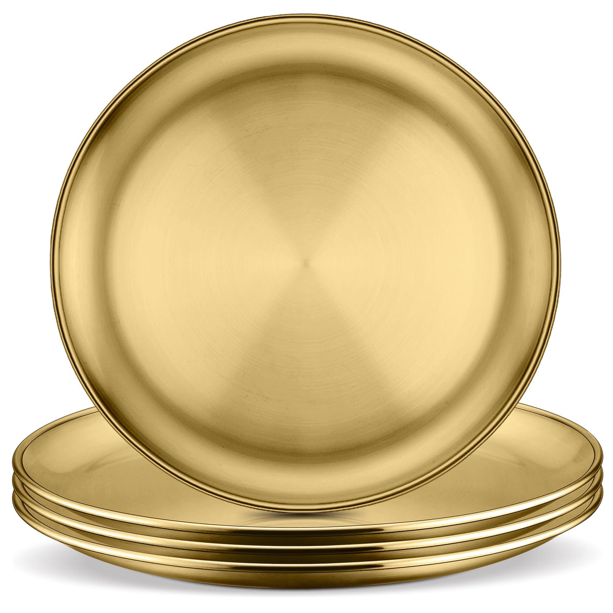 efar stainless steel plate 8-inch gold, durable for kids' meals.