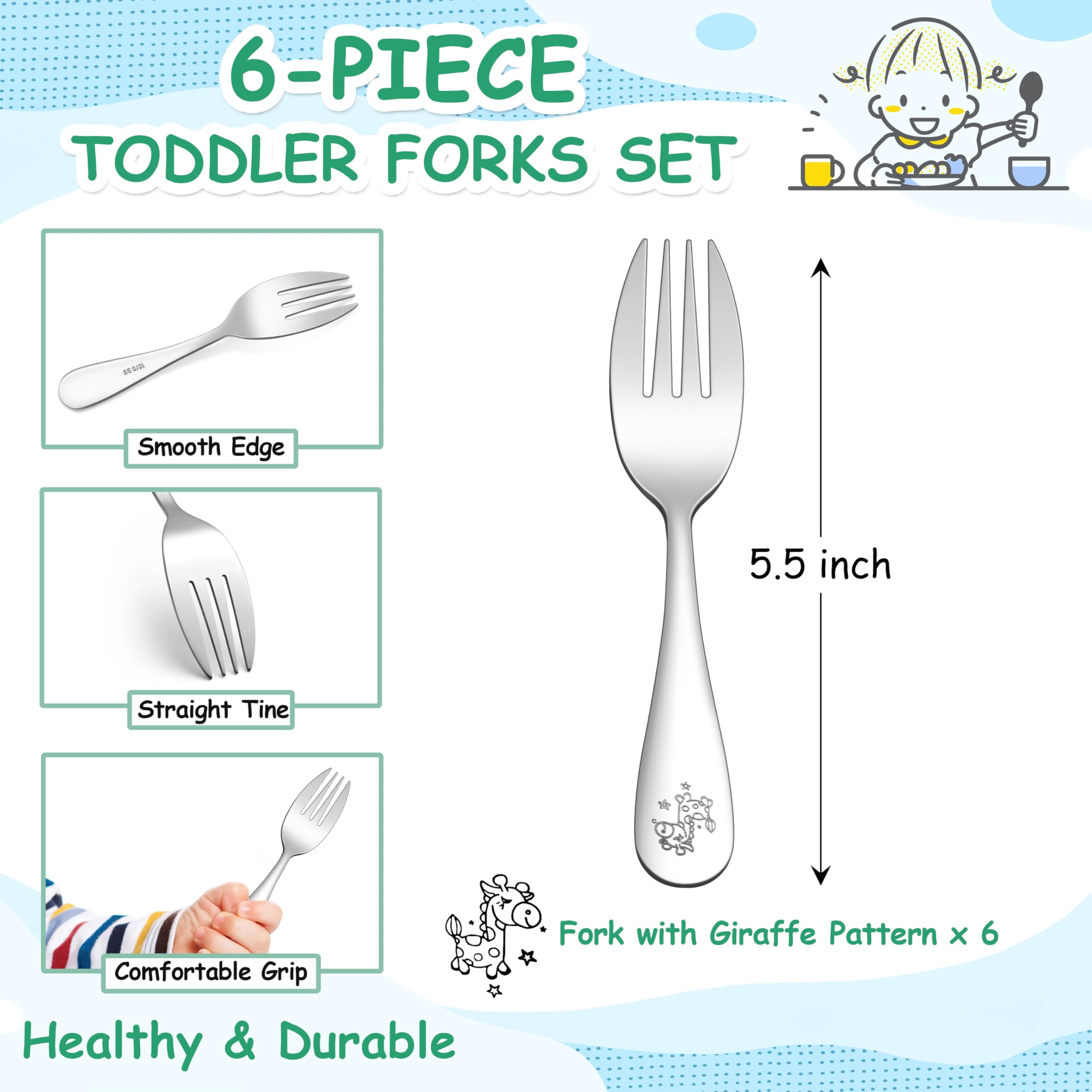 E-far toddler forks ergonomic handles help little hands grip comfortably.
